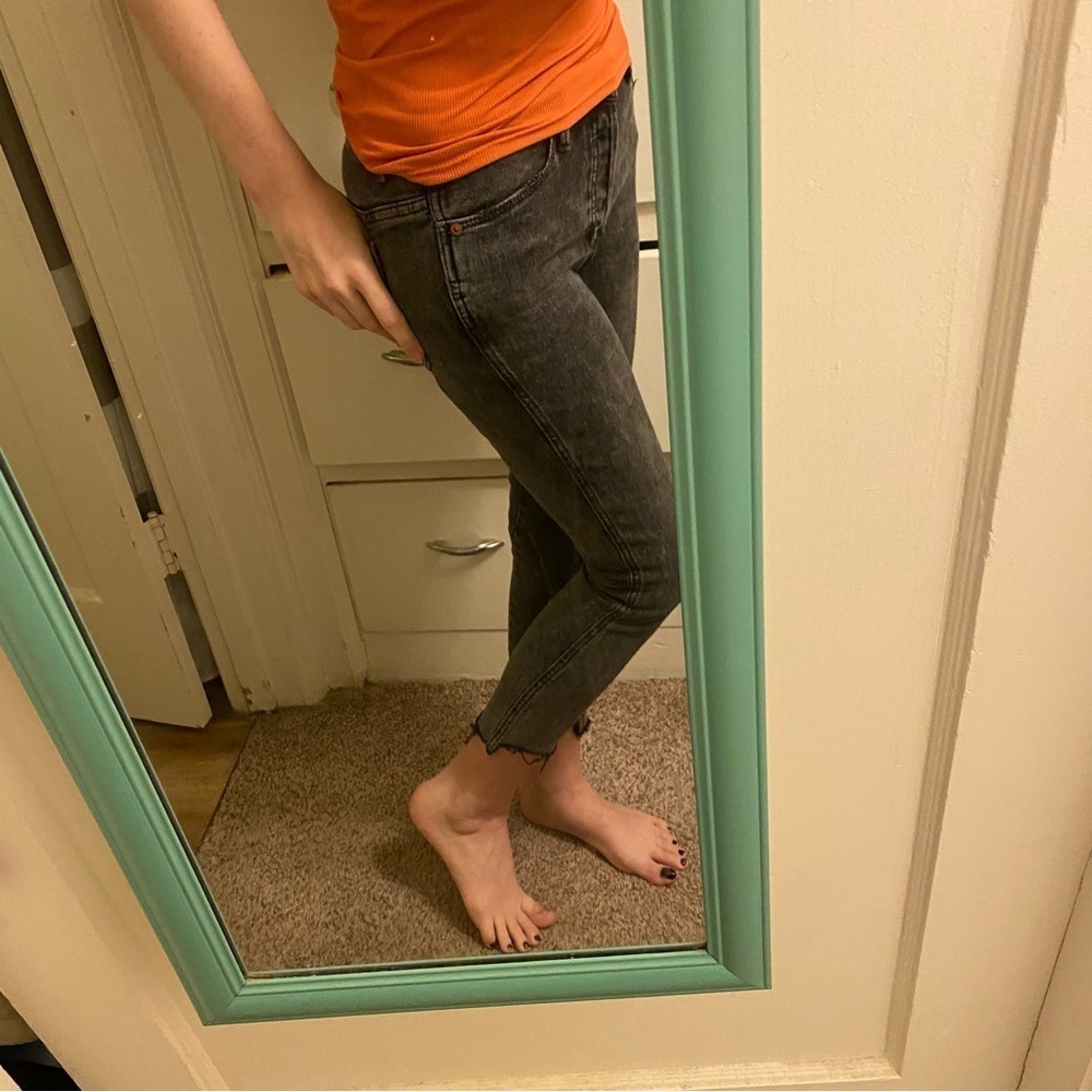 Free People Gray Raw Hem Jeans Size 25